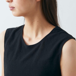 【新尺寸】亞麻棉內衣無袖（黑色）【女士3個尺寸】 第4張的照片