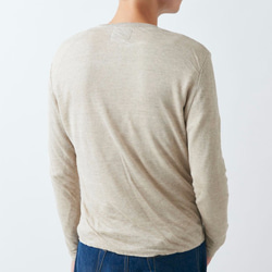 免費送貨亞麻針織男裝/ L長袖套頭衫（中灰色＃05） 第8張的照片