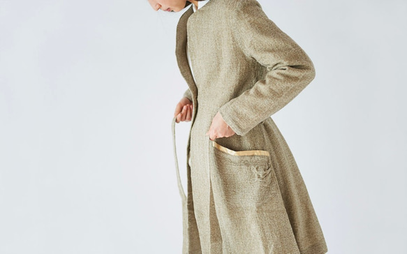 【送料無料】enrica herringbone coat beige 5枚目の画像