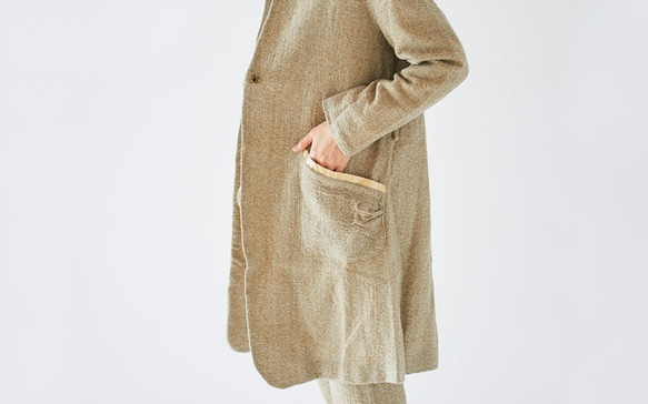 【送料無料】enrica herringbone coat beige 6枚目の画像