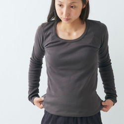 [補貨] yohaku 5 針長袖裁剪和縫製木炭 | 女士均碼 | 第1張的照片