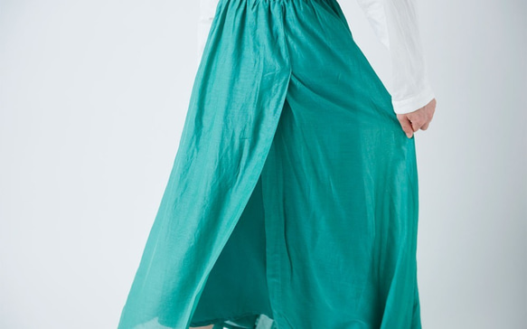 【送料無料】enrica cottonsilk skirt gardeniagreen / botanical dye 4枚目の画像