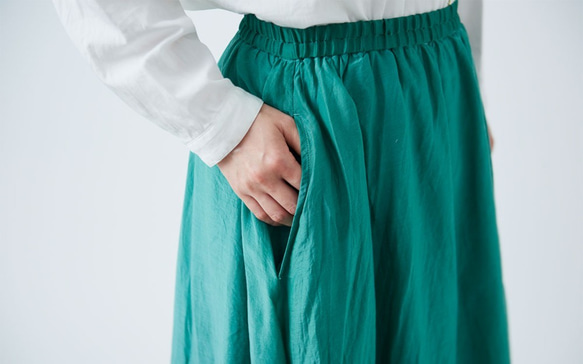 【送料無料】enrica cottonsilk skirt gardeniagreen / botanical dye 5枚目の画像