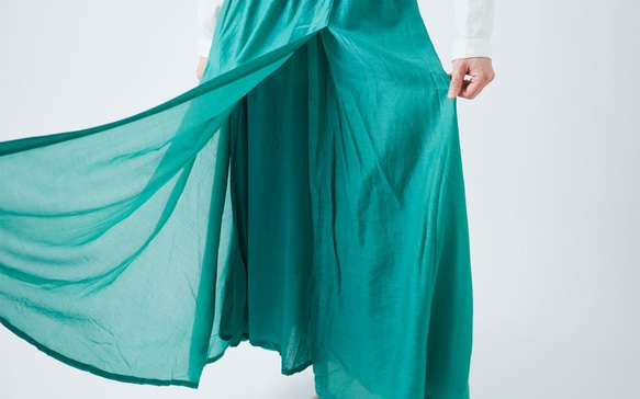 【送料無料】enrica cottonsilk skirt gardeniagreen / botanical dye 7枚目の画像