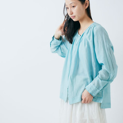 【sale】enrica cottonsilk blouse gardeniableu / botanical dye 1枚目の画像