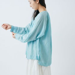 【sale】enrica cottonsilk blouse gardeniableu / botanical dye 2枚目の画像