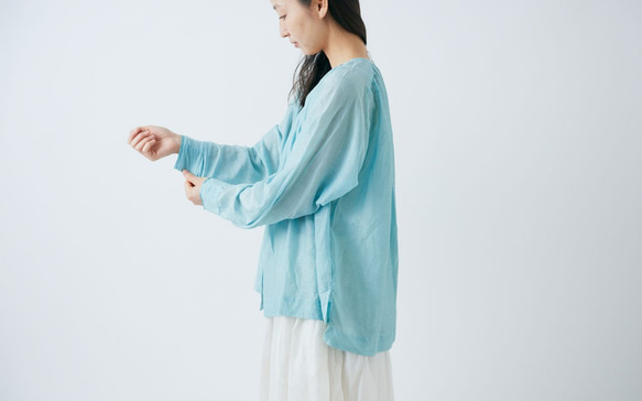 【sale】enrica cottonsilk blouse gardeniableu / botanical dye 2枚目の画像