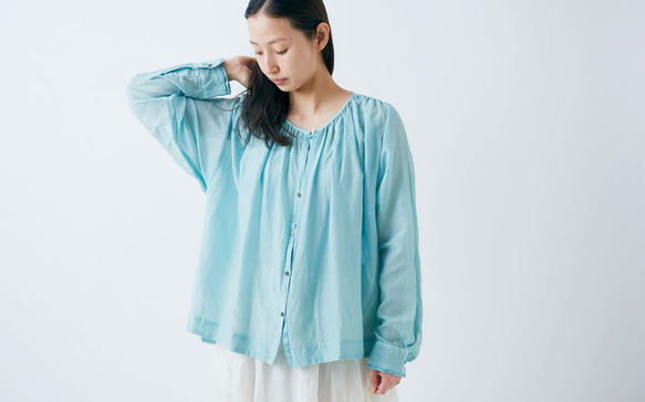 【sale】enrica cottonsilk blouse gardeniableu / botanical dye 3枚目の画像