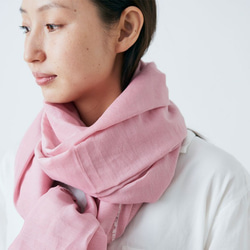 恩里卡棉絲綢圍巾玫瑰粉/植物染料 第4張的照片