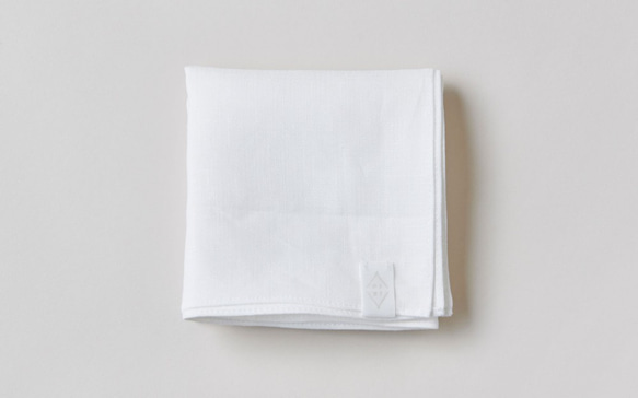 [補貨]日常使用的白色亞麻手帕 第1張的照片