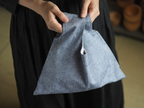 [補貨]日本布料手袋|久留米Kasuri | NEP普通灰x深藍色 第1張的照片
