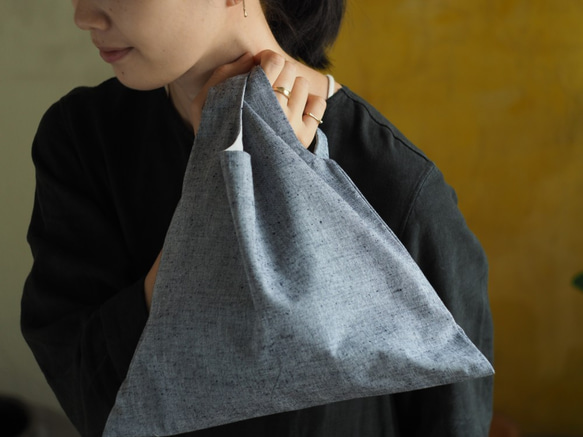 [補貨]日本布料手袋|久留米Kasuri | NEP普通灰x深藍色 第3張的照片