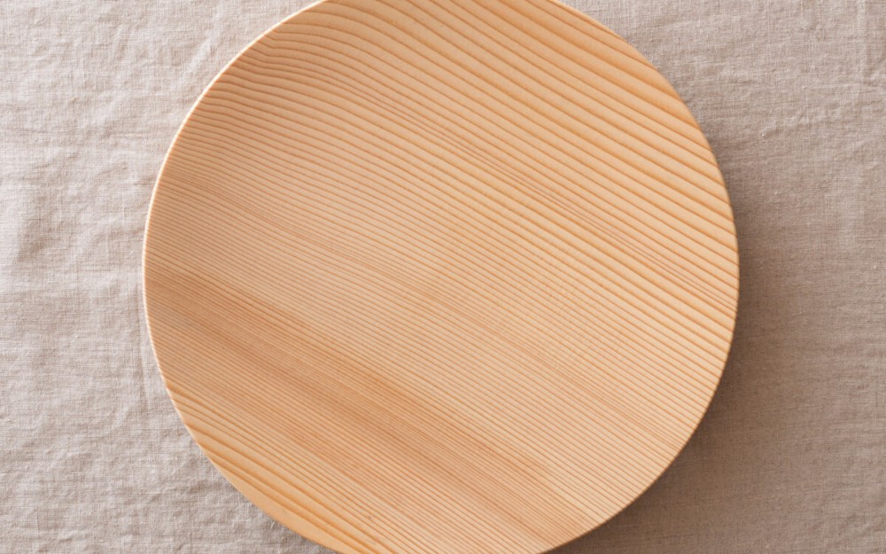 【受注製作】ろくろ挽きの木皿　樅の木　27cm