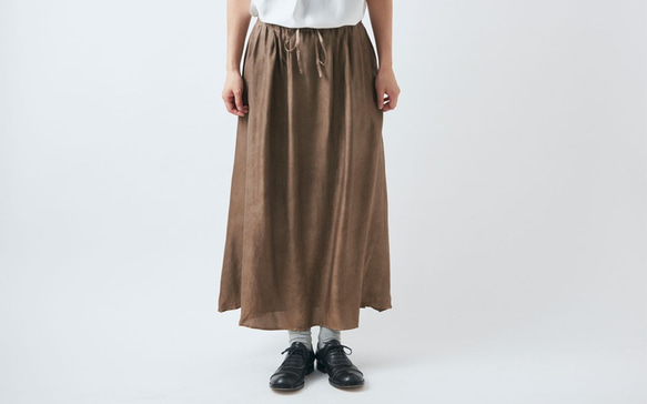 【送料無料】enrica silkskirt brown / botanical dye 3枚目の画像