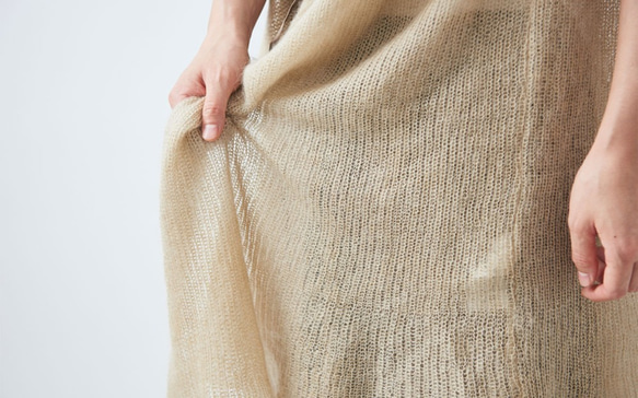 【送料無料】enrica mohair&silk gown / beige (botanical dye) 7枚目の画像