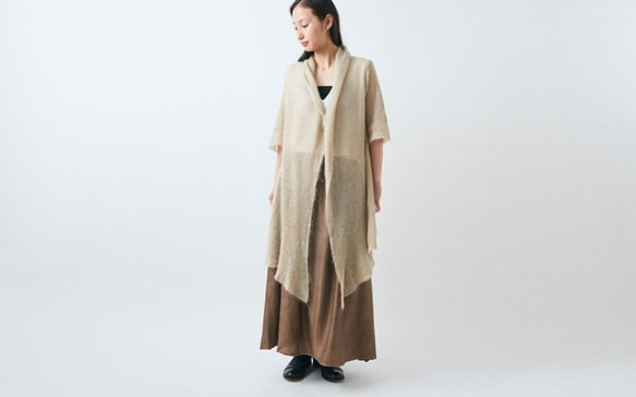 【免費送貨】enrica馬海毛＆絲綢禮服/米色（植物染料） 第9張的照片