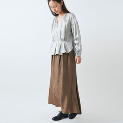 【送料無料】enrica silk blouse / ice grey (narural dye) 9枚目の画像