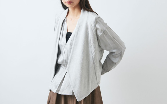 【免費送貨】濃縮絲綢襯衫/冰灰（narural染料） 第10張的照片