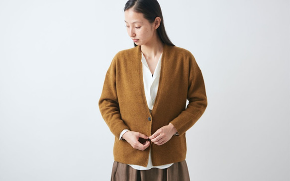 enrica cashmere&wool cardigan / mocha 2枚目の画像