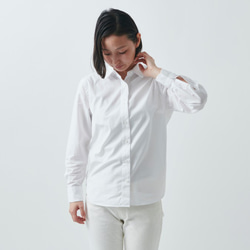 【SALE】HANDROOM WOMEN's スーピマコットンシャツ（ホワイト）XSサイズ 1枚目の画像