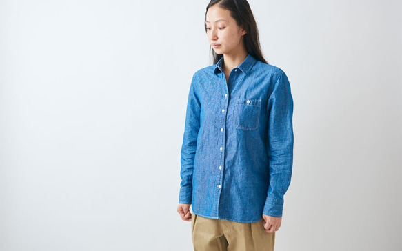 アテッサ新作モデル HANDROOM PINT シャツ ダンガリーシャツ コットンリネン WOMEN'S トップス