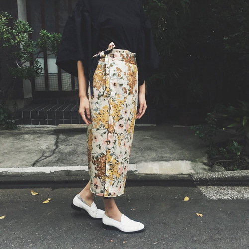 renacnatta リバーシブル巻きスカート｜ロング｜Elegant Gray ロング 