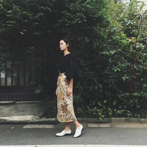 renacnatta リバーシブル巻きスカート｜ロング｜Elegant Gray ロング 