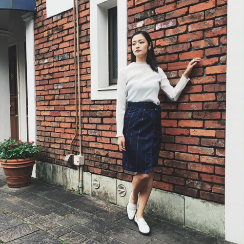 renacnatta リバーシブル巻きスカート｜ロング｜Elegant Gray ロング 