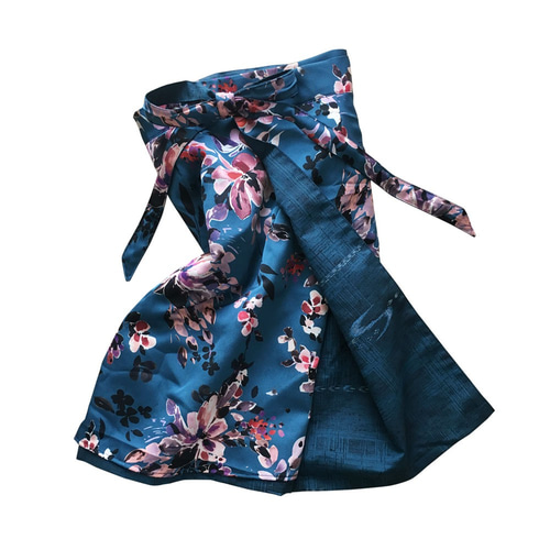renacnatta リバーシブル巻きスカート|ショート|Blue Flower renacnatta リバーシブル巻きスカート|ショート|Blue Flower