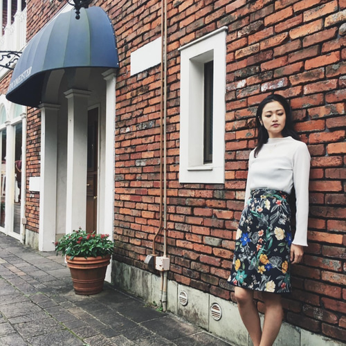 renacnatta リバーシブル巻きスカート|ショート|Blue Flower renacnatta リバーシブル巻きスカート|ショート|Blue Flower