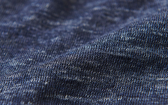 亞麻針織的婦女/ M長袖套頭衫（藏青色） 第2張的照片