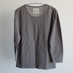亞麻棉內衣3/4袖灰色[女士M尺寸] 第1張的照片