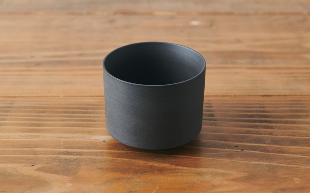切立碗　黒練　焼締め