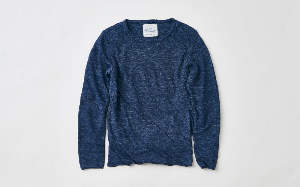 リネンニット mens 長袖プルオーバー（杢ネイビー）＜M・L＞