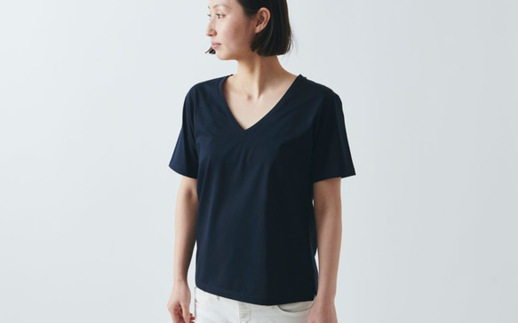 【SALE】HANDROOM WOMEN'S Vネックカットソー カーキ ［ladies S/M］ 7枚目の画像