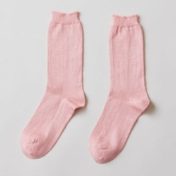 亞麻針織襪子（淡粉色） 第1張的照片