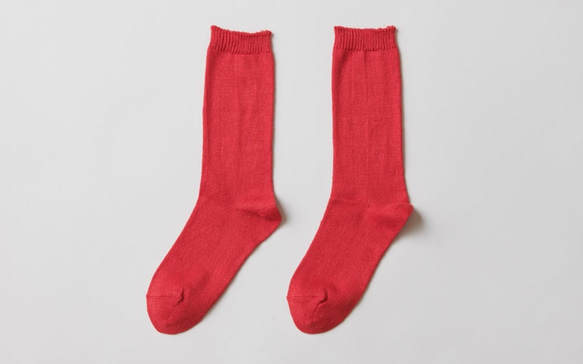 亞麻針織襪（紅色）女士 第1張的照片