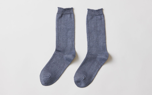 亞麻針織襪子（深灰色）女士 第1張的照片