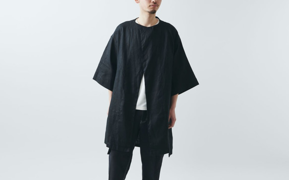 【再入荷】きるもの｜参 JKT｜リネン ブラック ［unisex freesize］ 1枚目の画像