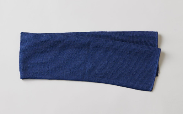 亞麻針織網巾｜海軍藍 第2張的照片
