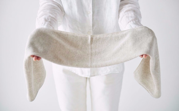 リネンニット　ストライプフェイスタオル　レッド×ホワイト 4枚目の画像