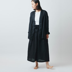 ハンドメイド❣️リネン100%ブラック もんぺパンツ 快適設計。毎日の相棒に。楽ちんリネン100のもんぺ型パンツ