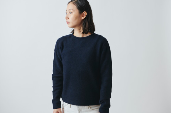 【sale】enrica cashmere&wool knit / navy 3枚目の画像