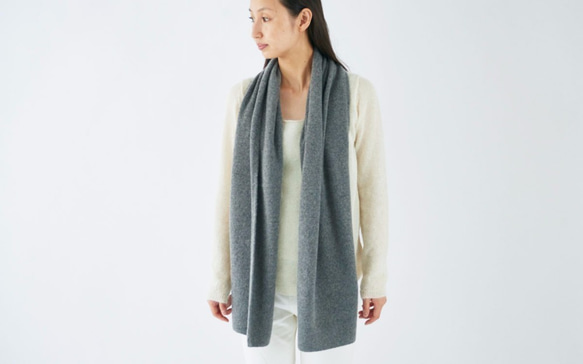 【送料無料】enrica cashmere&wool muffler / navy 7枚目の画像