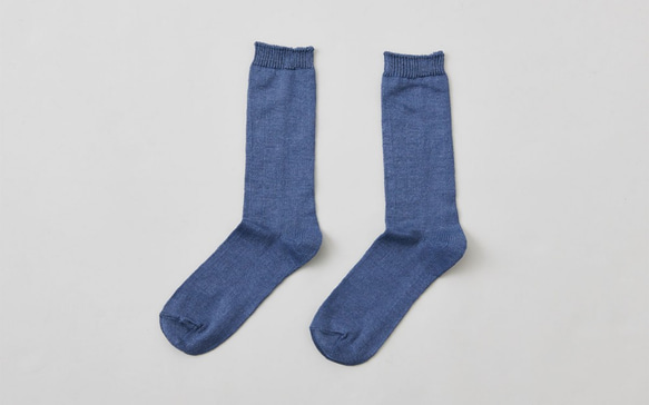 亞麻針織襪子（藍灰色）男士 第1張的照片