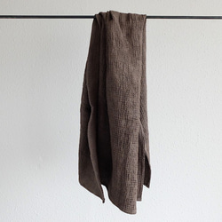 [補貨]亞麻華夫格浴巾淺棕色 第5張的照片
