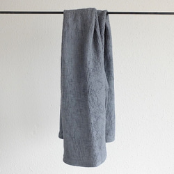 [補貨] 亞麻華夫格浴巾 藍灰色 第5張的照片