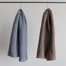 [補貨] 亞麻華夫格毛巾，藍灰色 第5張的照片