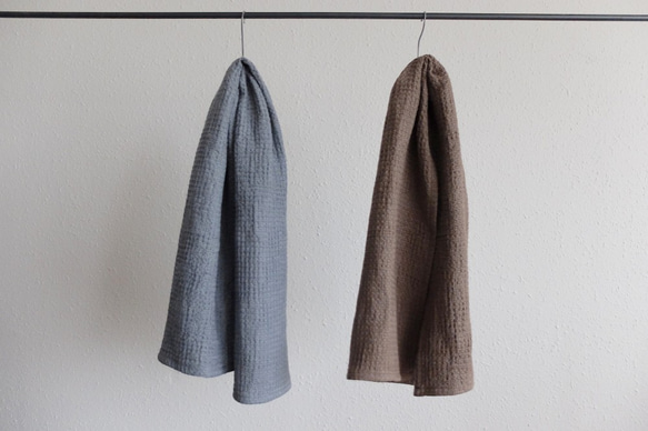 [補貨] 亞麻華夫格毛巾，藍灰色 第5張的照片