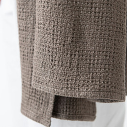 [補貨] 亞麻華夫格毛巾，藍灰色 第3張的照片